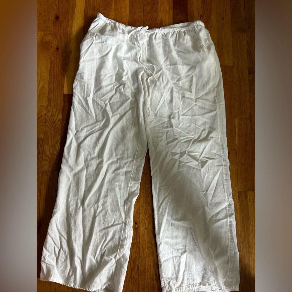 White linen pants